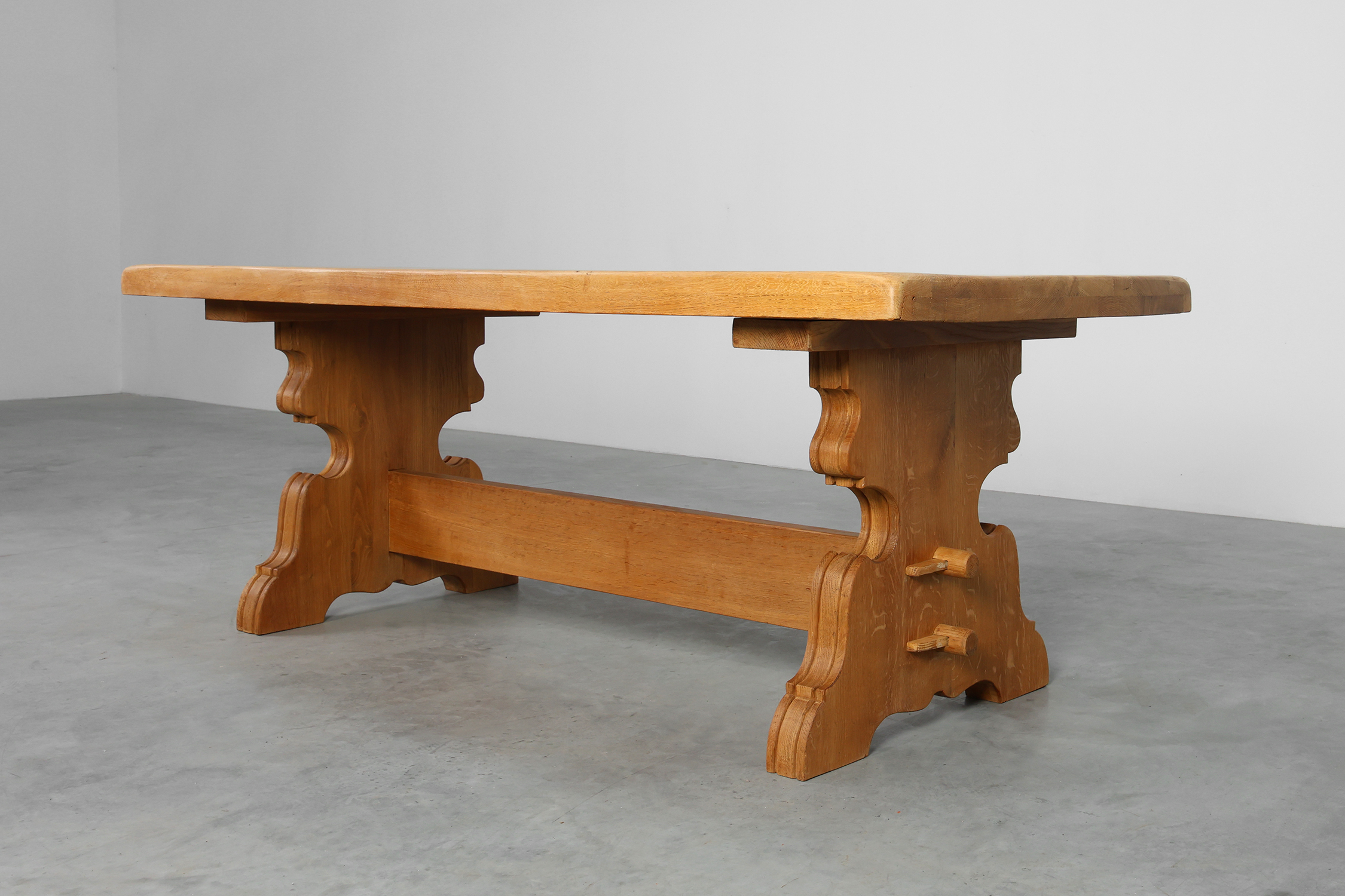 Mid‑20th‑Century Rustic Oak Dining Table, France 1960sthumbnail